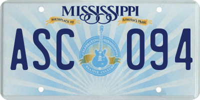 MS license plate ASC094
