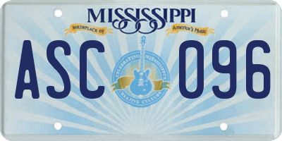 MS license plate ASC096