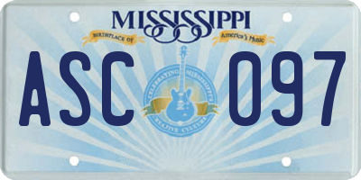 MS license plate ASC097