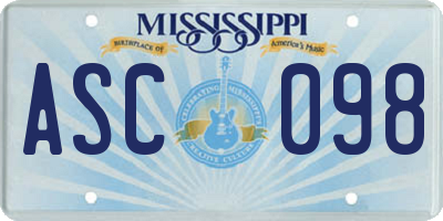 MS license plate ASC098