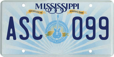 MS license plate ASC099