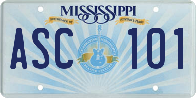 MS license plate ASC101