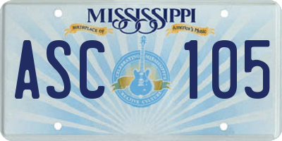 MS license plate ASC105