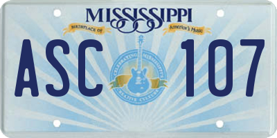 MS license plate ASC107