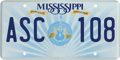 MS license plate ASC108