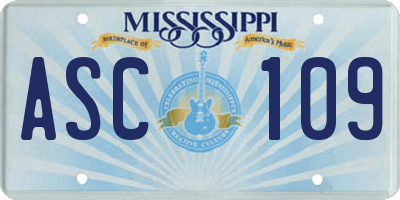 MS license plate ASC109