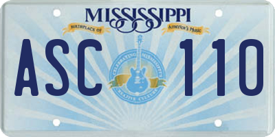 MS license plate ASC110