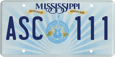 MS license plate ASC111