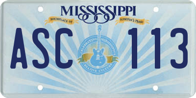 MS license plate ASC113