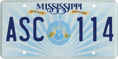 MS license plate ASC114