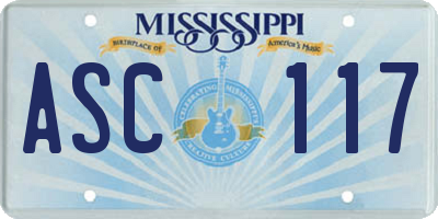 MS license plate ASC117