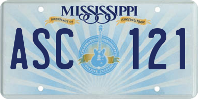 MS license plate ASC121