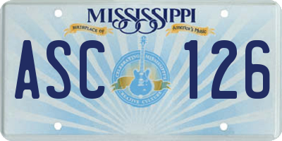 MS license plate ASC126