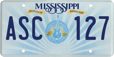 MS license plate ASC127