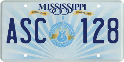 MS license plate ASC128