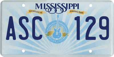 MS license plate ASC129