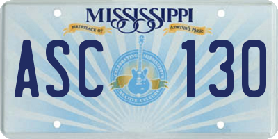 MS license plate ASC130