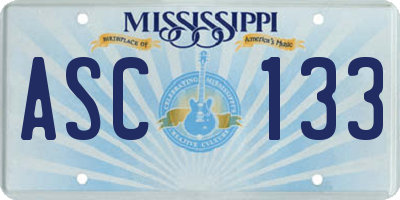 MS license plate ASC133