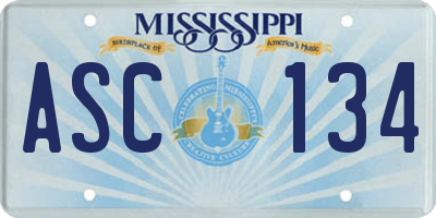 MS license plate ASC134
