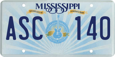 MS license plate ASC140