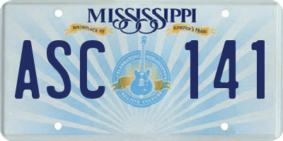 MS license plate ASC141