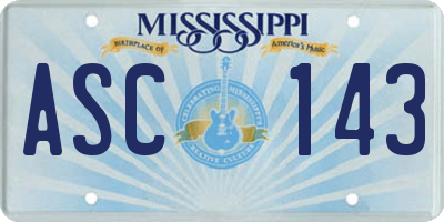 MS license plate ASC143