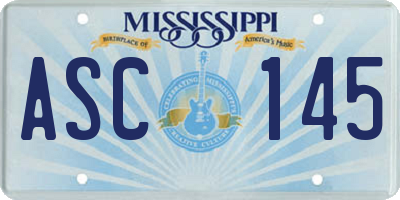 MS license plate ASC145