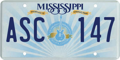 MS license plate ASC147