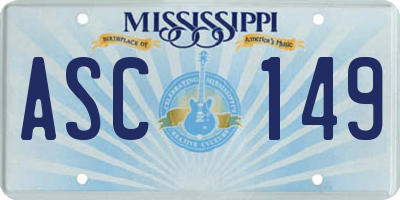 MS license plate ASC149