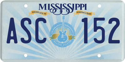 MS license plate ASC152