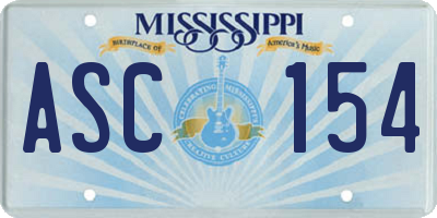 MS license plate ASC154
