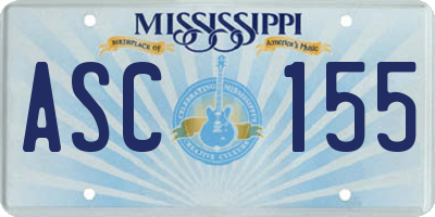 MS license plate ASC155