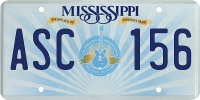 MS license plate ASC156