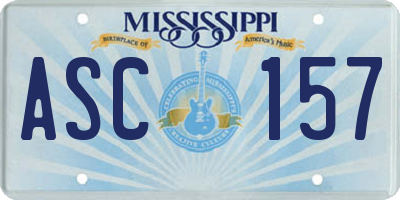 MS license plate ASC157