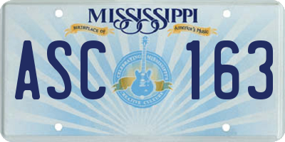 MS license plate ASC163