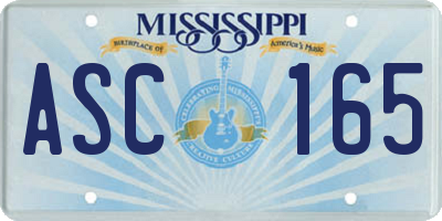 MS license plate ASC165