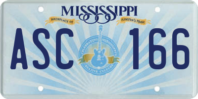 MS license plate ASC166