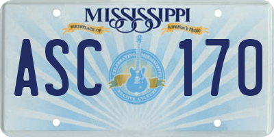MS license plate ASC170