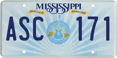 MS license plate ASC171