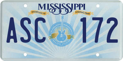 MS license plate ASC172