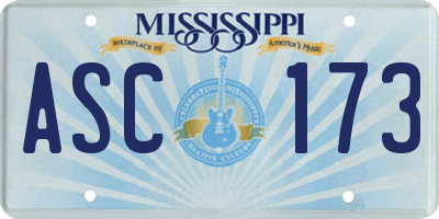 MS license plate ASC173