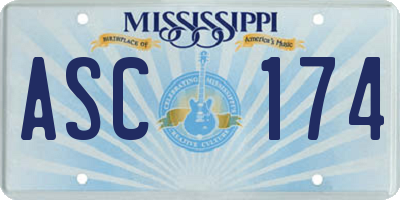 MS license plate ASC174