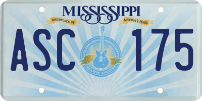MS license plate ASC175