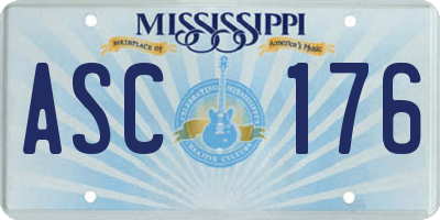 MS license plate ASC176