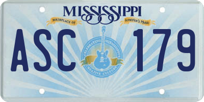 MS license plate ASC179