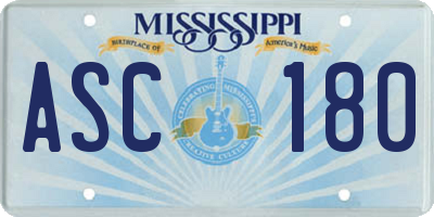MS license plate ASC180
