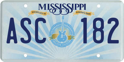 MS license plate ASC182