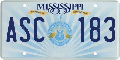 MS license plate ASC183