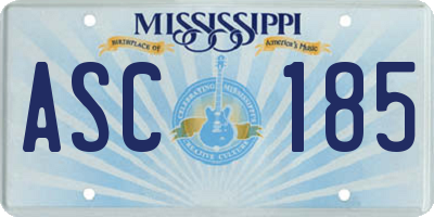 MS license plate ASC185