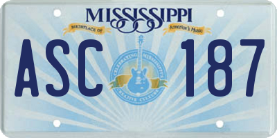 MS license plate ASC187